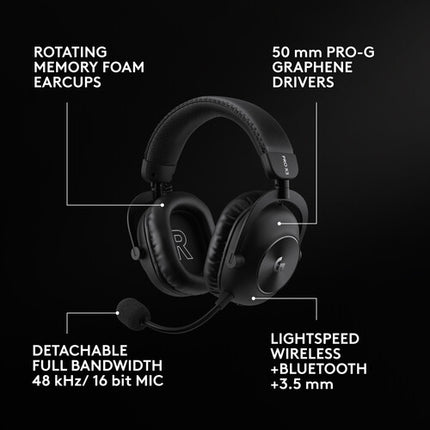 Logitech G Pro X3 LIGHTSPEED Auriculares Gaming Inalámbricos Negro 50mm 70h Batería