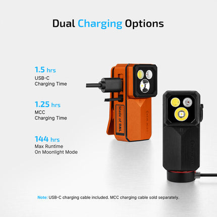 Olight Oclip 2 Ultra Premium Linterna Recargable 580 Lúmenes 1000mAh Dock USB-C Amber Orange