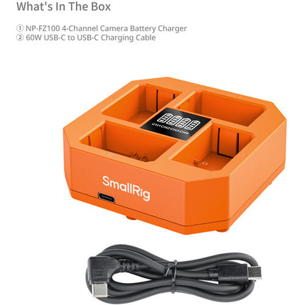 SmallRig NP-FZ100 Cargador de Baterías para Cámara 4 Canales USB-C 60W