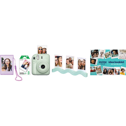 FUJIFILM instax mini 12 Cámara Instantánea Mint Green con Lente 60mm y Flash Automático Bundle