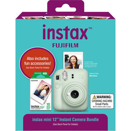 FUJIFILM instax mini 12 Cámara Instantánea Mint Green con Lente 60mm y Flash Automático Bundle