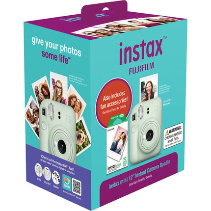 FUJIFILM instax mini 12 Cámara Instantánea Mint Green con Lente 60mm y Flash Automático Bundle