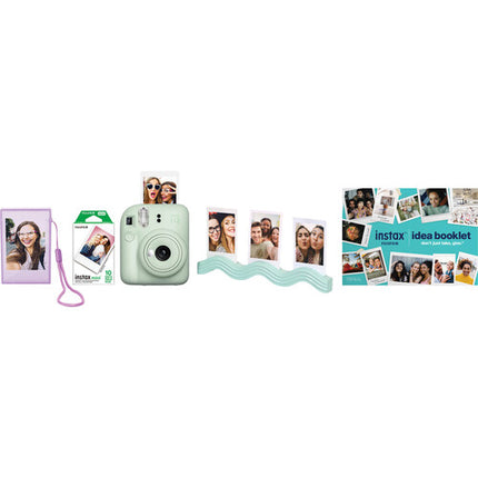 FUJIFILM instax mini 12 Cámara Instantánea Mint Green con Lente 60mm y Flash Automático Bundle