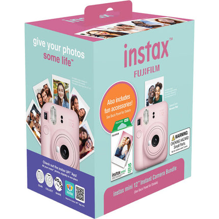 FUJIFILM instax mini 12 Cámara instantánea 60mm Rosa Bundle