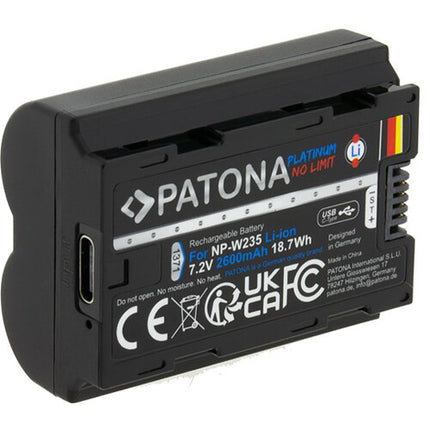 PATONA Platinum NP-W235 Batería USB-C 2600mAh para cámaras Fujifilm