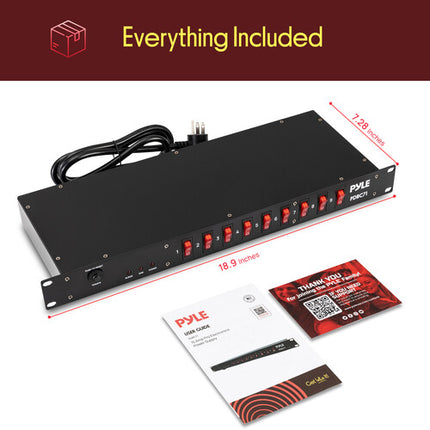 Pyle Pro Regleta de Alimentación Rack 15A 9 Salidas 1RU 1800J