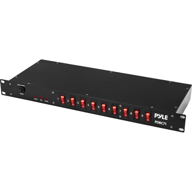 Pyle Pro Regleta de Alimentación Rack 15A 9 Salidas 1RU 1800J