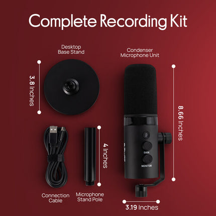 Pyle Pro PDMIC7B Micrófono para Podcast con LED Cambiante y Salida USB-C