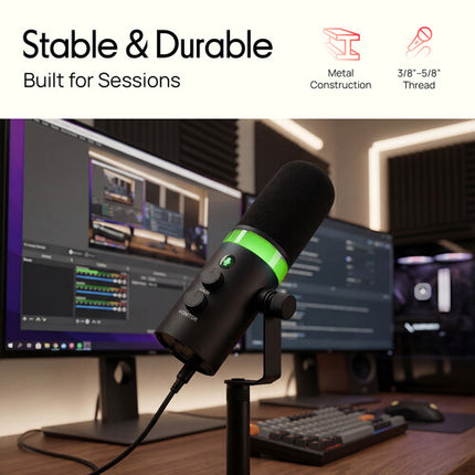 Pyle Pro PDMIC7B Micrófono para Podcast con LED Cambiante y Salida USB-C