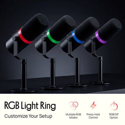 Pyle Pro PDMIC7B Micrófono para Podcast con LED Cambiante y Salida USB-C