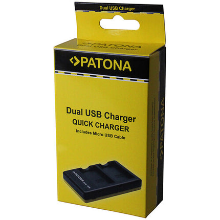 PATONA Cargador Rápido Dual para Baterías BP-DC9 y DMW-BMB9 con Indicadores y Cable Micro-USB