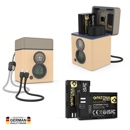 PATONA PROTECT Cargador Dual Retro con 2 Baterías LP-E6P 2600mAh USB-C