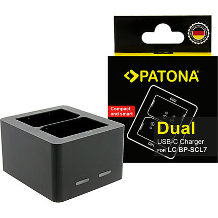 PATONA Cargador Dual para Baterías BP-SCL7 con Indicadores y Cable USB-C