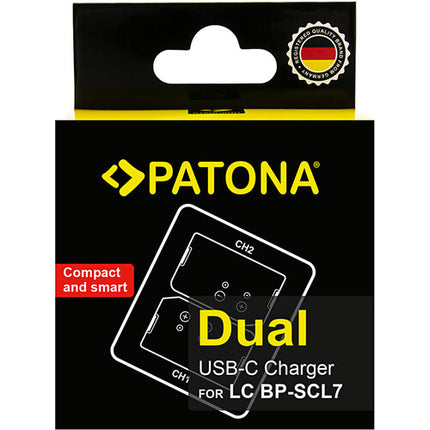 PATONA Cargador Dual para Baterías BP-SCL7 con Indicadores y Cable USB-C