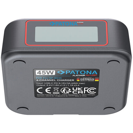 PATONA Platinum Cargador rápido 4 canales para baterías NP-W235 45W USB-C
