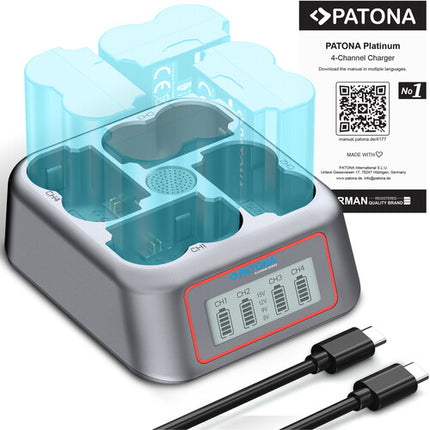 PATONA Platinum Cargador rápido 4 canales para baterías NP-W235 45W USB-C