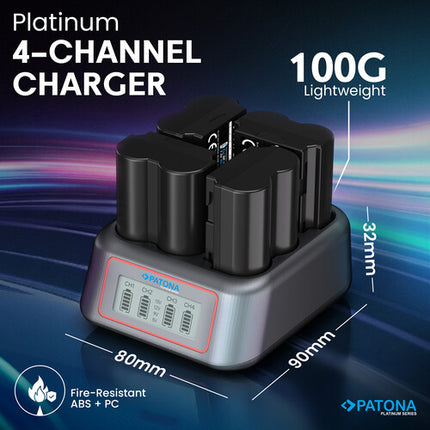 PATONA Platinum Cargador rápido 4 canales para baterías NP-W235 45W USB-C