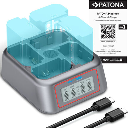 PATONA Platinum Cargador Rápido 4 Canales para Baterías NP-FZ100 45W USB-C