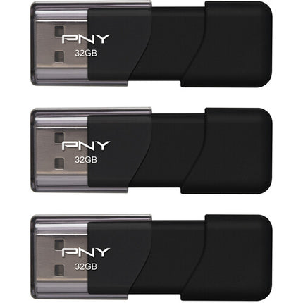 PNY 32GB Attaché 3 Memoria USB 2.0 3-Pack Diseño sin tapa