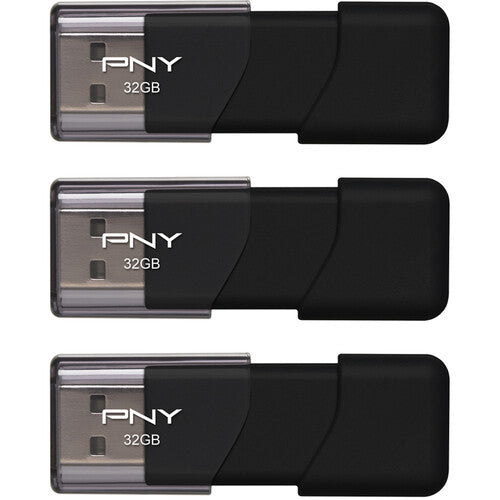 PNY 32GB Attaché 3 Memoria USB 2.0 3-Pack Diseño sin tapa