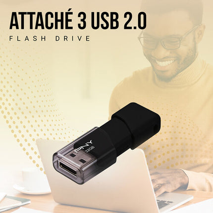PNY 32GB Attaché 3 Memoria USB 2.0 3-Pack Diseño sin tapa