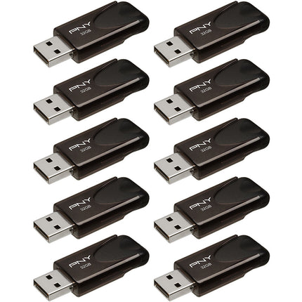 PNY 32GB Attache 4 Memoria USB 2.0 10-Pack Capless con Llavero