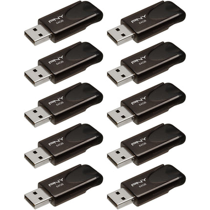 PNY 64GB Attache 4 Memoria USB-A 2.0 10-Pack Capless Diseño