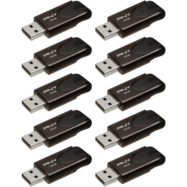 PNY 64GB Attache 4 Memoria USB-A 2.0 10-Pack Capless Diseño