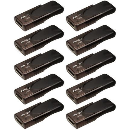 PNY 64GB Attache 4 Memoria USB-A 2.0 10-Pack Capless Diseño