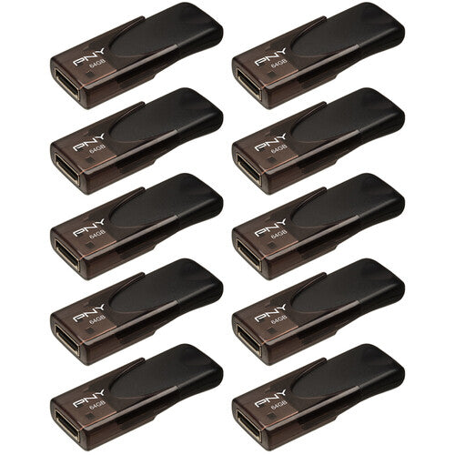 PNY 64GB Attache 4 Memoria USB-A 2.0 10-Pack Capless Diseño