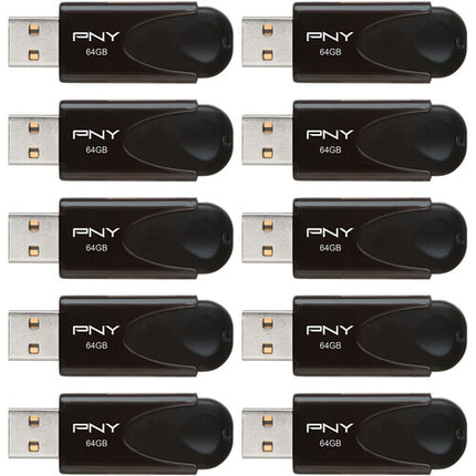 PNY 64GB Attache 4 Memoria USB-A 2.0 10-Pack Capless Diseño