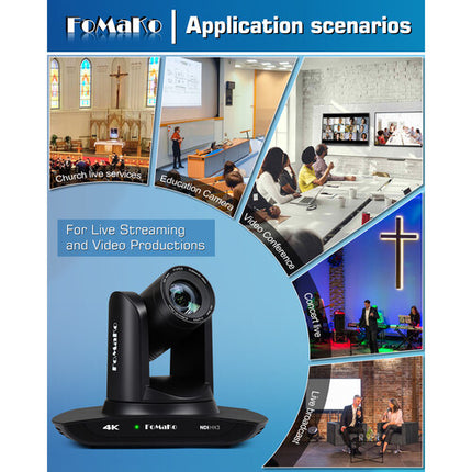 FoMaKo BK20UH2 NDI Pack 2 Cámaras PTZ 1080p Zoom 20x Controlador