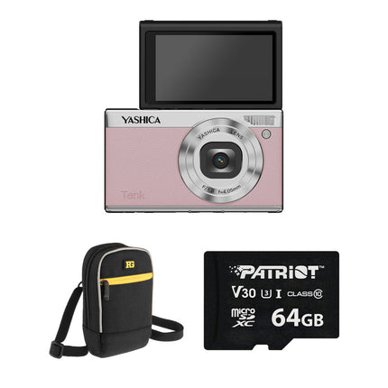 Yashica Tank Cámara Digital Compacta 12MP 3" LCD Kit Accesorios Rosa
