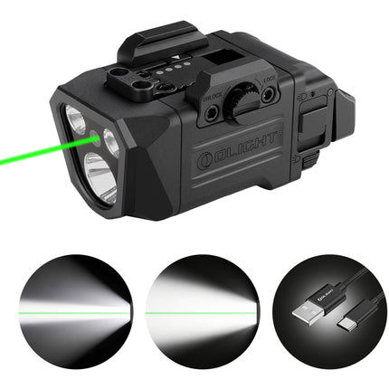 Olight PL X Linterna táctica recargable doble haz 900 1200 lúmenes láser verde USB-C