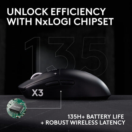Logitech PRO X3 SUPERSTRIKE Ratón Inalámbrico Negro 48000 dpi 135h batería