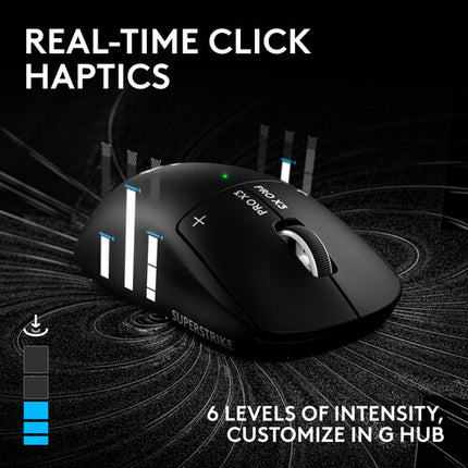 Logitech PRO X3 SUPERSTRIKE Ratón Inalámbrico Negro 48000 dpi 135h batería