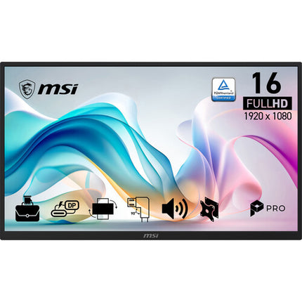 MSI PRO MP161E6T Monitor portátil 15.6" Full HD IPS 250 nits con cables incluidos