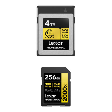 Lexar 4TB GOLD CFexpress 4.0 Tipo B 3600MB/s y 256GB UHS-II SDXC