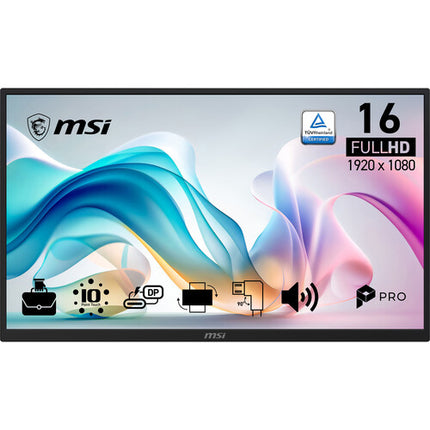 MSI PRO MP161E6T Monitor portátil táctil 15.6" Full HD IPS 10 puntos