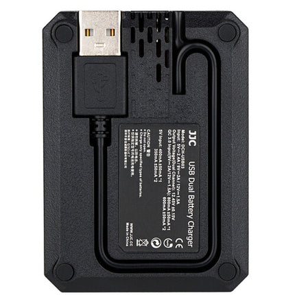 JJC DCH-NPT125 Cargador Dual para Baterías NP-T125 con USB y Protección