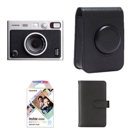 FUJIFILM instax mini EVO Cámara instantánea híbrida 28mm f2 Kit básico negro 10 exposiciones