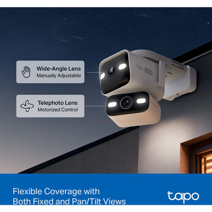 TP-Link Tapo C575D Cámara de Seguridad Exterior Dual UHD 4K con Visión Nocturna y Focos