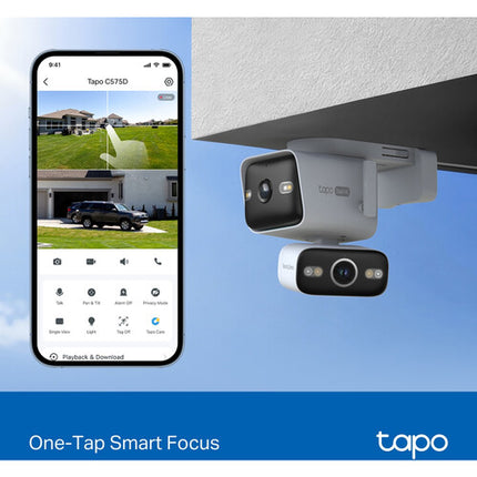 TP-Link Tapo C575D Cámara de Seguridad Exterior Dual UHD 4K con Visión Nocturna y Focos