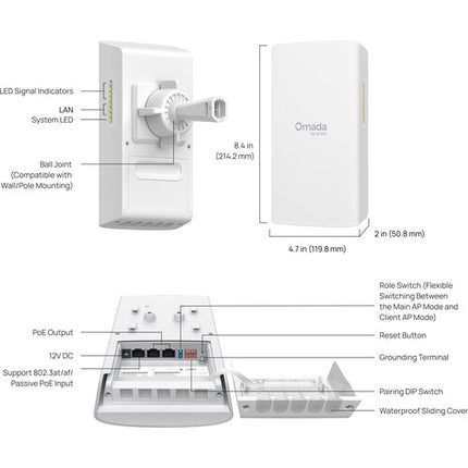 TP-Link Omada Flex Bridge 5 Puente Wi-Fi 5 5 GHz 867 Mb/s IP66