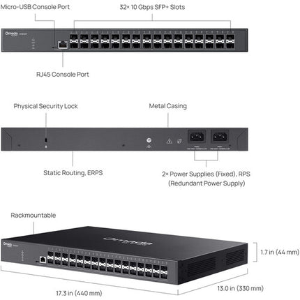 TP-Link Omada SX3032F Switch de Red Gestionado 32 Puertos 10G SFP+ 640 Gb/s Rackmount