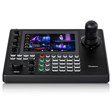 Tenveo All-in-One Kit 2 Cámaras PTZ UHD 4K 20x Zoom Controlador KB500 PoE+ Switch 8 Puertos