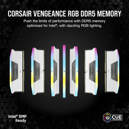 CORSAIR 32GB VENGEANCE RGB DDR5 6000 MT/s Memoria UDIMM Blanca 2x16GB