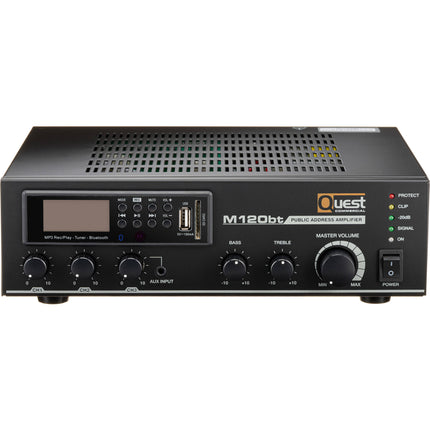 Quest Commercial M120bt Amplificador Mezclador Compacto 120W Bluetooth 3 Canales