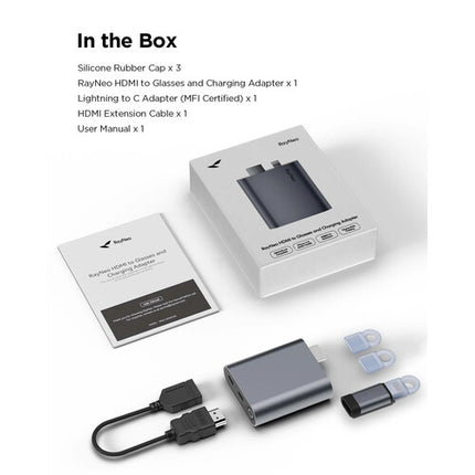 RayNeo Adaptador HDMI para Gafas AR con Cable Extensor y Lightning