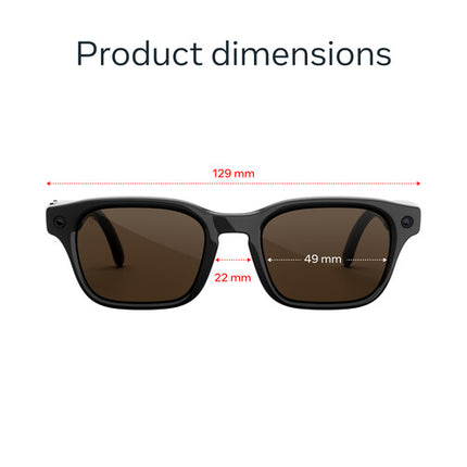 Meta Adventurer Gafas Grandes Marco Negro Lente Marrón 32GB 12MP Cámara Estuche Plegable